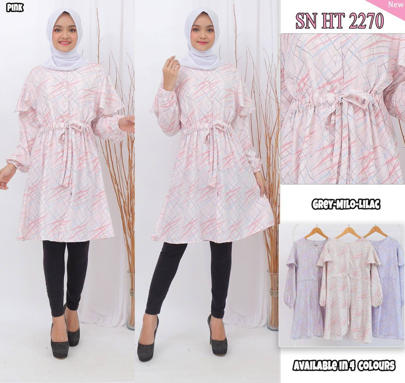 Product image Giat Makmur [TA] - Tunik Wanita Motif Shakila Premium Allsize Grey Abu