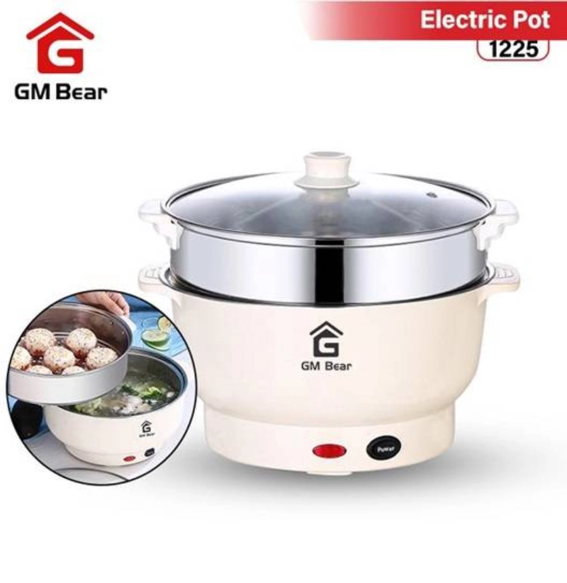 Product image GM Bear Panci Listrik Serbaguna 20cm 1225 - Multi Electric Pot 20cm 22 x 13 x 21 cm Beige