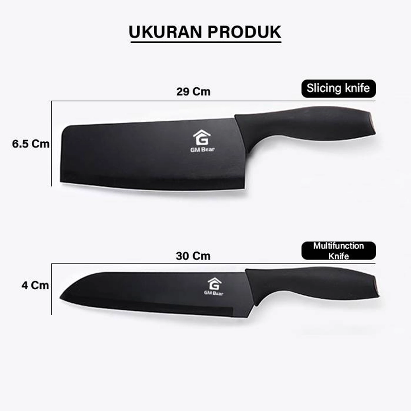 Product image GM Bear Set Pisau Dapur isi 5pcs Hitam 1083-Pisau Set 5 pcs Black