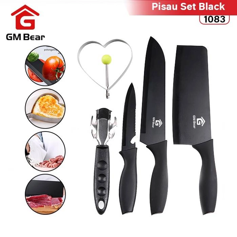 Product image GM Bear Set Pisau Dapur isi 5pcs Hitam 1083-Pisau Set 5 pcs Black