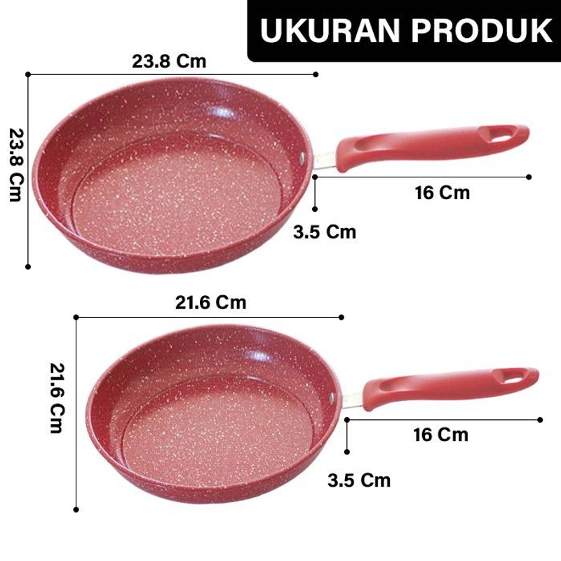 Product image GM Bear Wajan Set Penggorengan Merah isi 2psc 1240 - Frying Pan Set Red