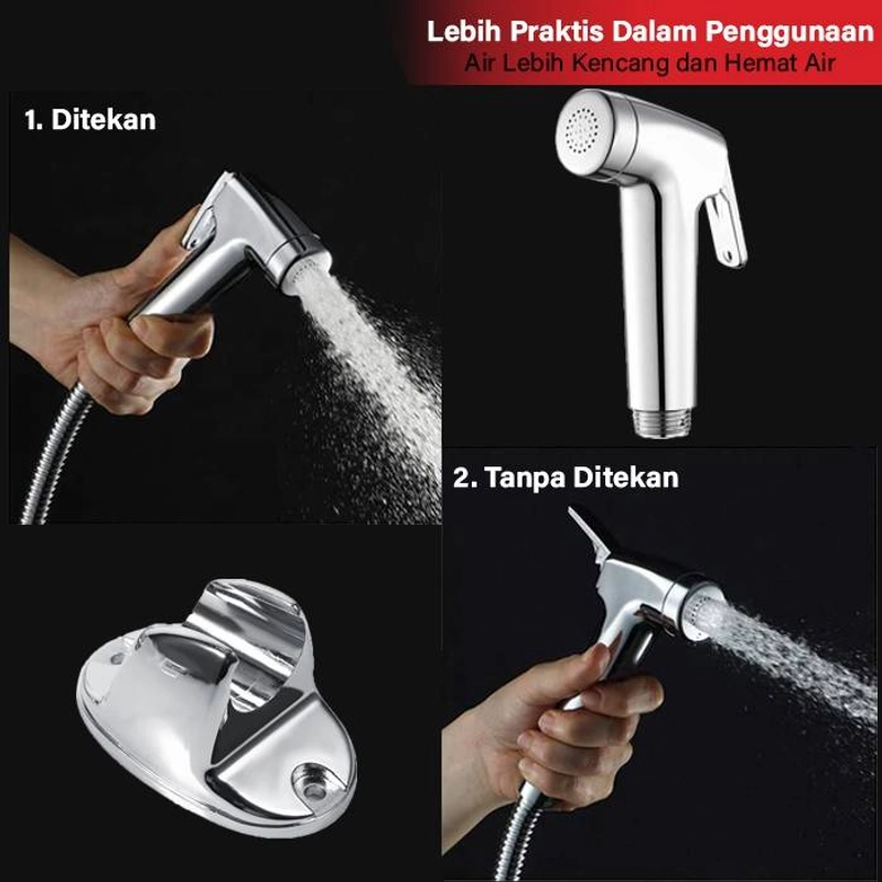Product image GM Bear Jet Shower Closet Toilet 1056 - Set Kepala Jet Shower 9 x 24 x 5 Cm Silver