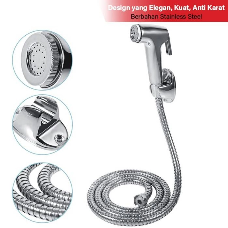 Product image GM Bear Jet Shower Closet Toilet 1056 - Set Kepala Jet Shower 9 x 24 x 5 Cm Silver