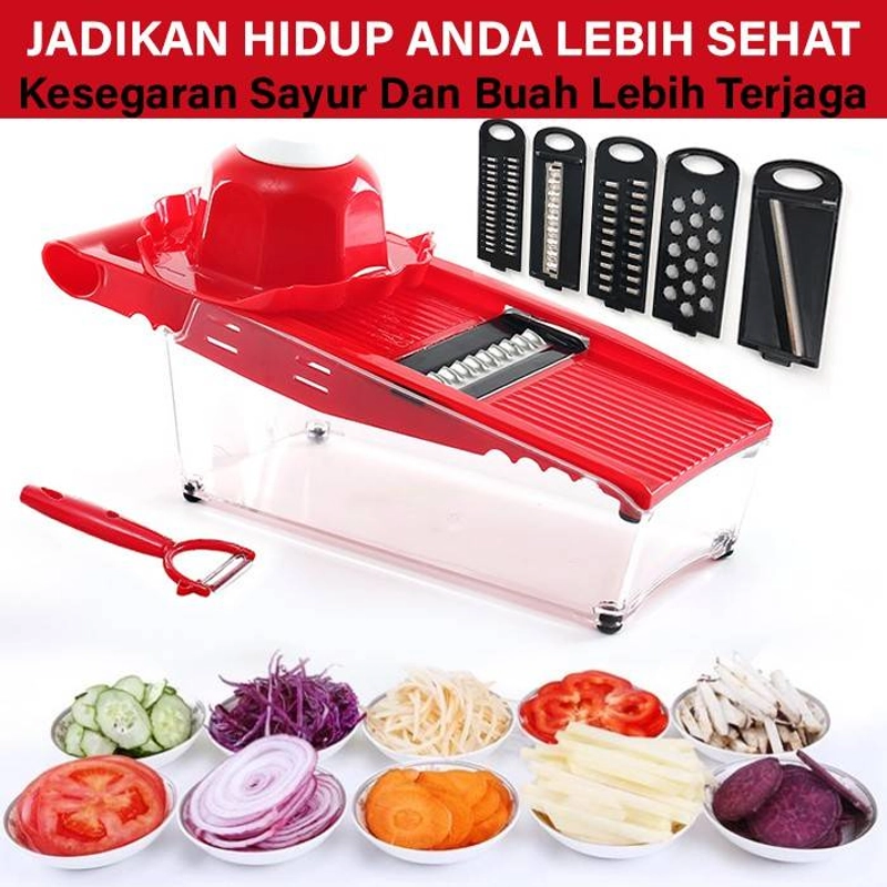 Product image GM Bear Parutan Serbaguna 5 In 1 1257 - Kitchen Grater Multifunction 5 In 1 Set Red