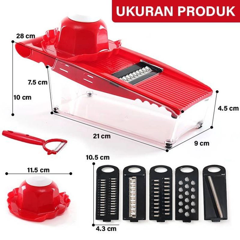 Product image GM Bear Parutan Serbaguna 5 In 1 1257 - Kitchen Grater Multifunction 5 In 1 Set Red