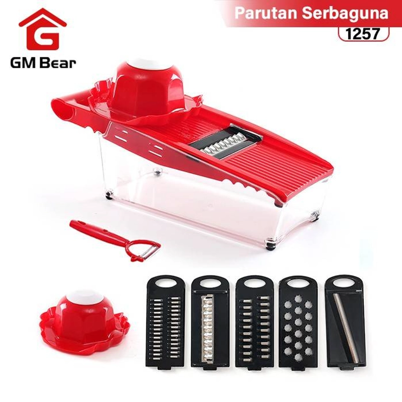 Product image GM Bear Parutan Serbaguna 5 In 1 1257 - Kitchen Grater Multifunction 5 In 1 Set Red
