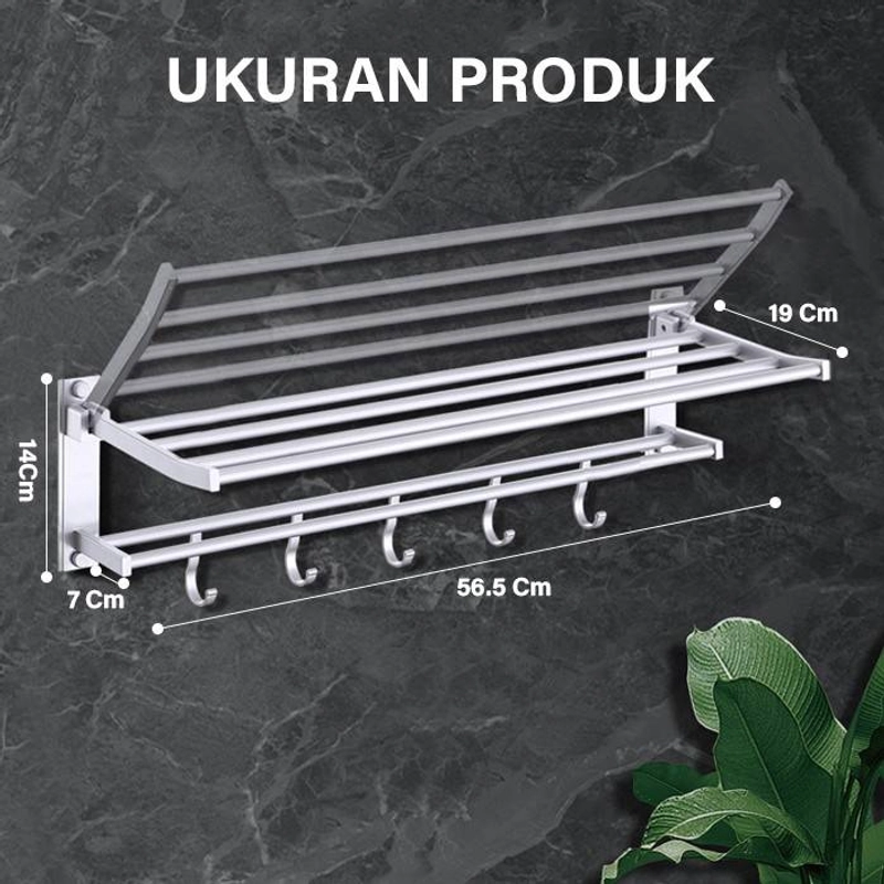 Product image GM Bear Rak Handuk Multifungsi 1251 - Wall Mounted Towel Rack Multifunction 57 x 19 x 14 Cm Silver
