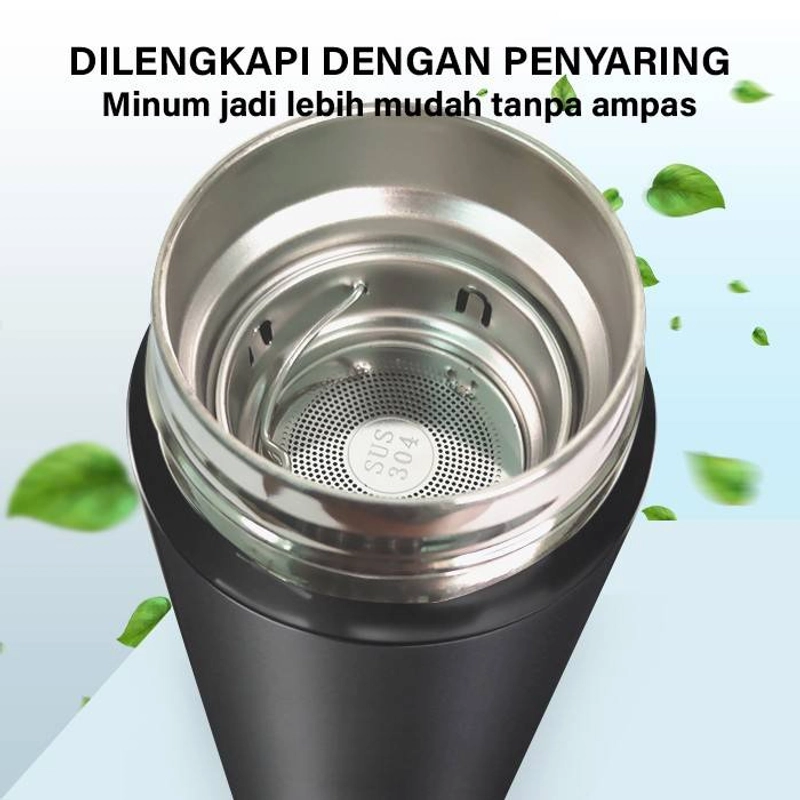 Product image GM Bear Termos Air Panas 500ml Thermos Suhu Display LED - Tumbler LED 1325 8 x 8 x 24 Cm 1325 - Black