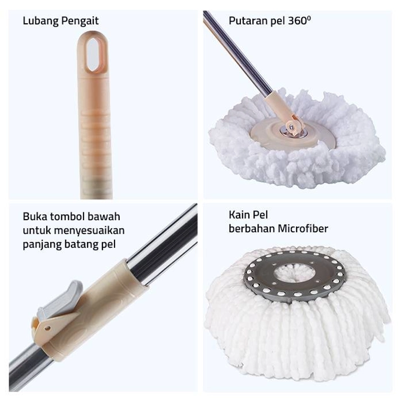Product image GM Bear Tongkat Set + Kain Pel 1521 - Mop Stick Set with HEADMOP 5 x 10 x 15 Cm Beige Putih
