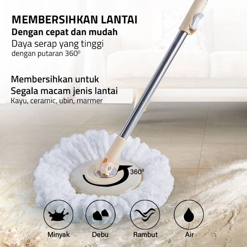 Product image GM Bear Tongkat Set + Kain Pel 1521 - Mop Stick Set with HEADMOP 5 x 10 x 15 Cm Beige Putih