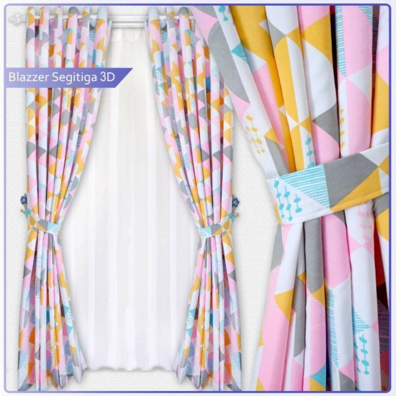 Product image Gorden Sahabat - Gorden Minimalis Motif Segitiga 140 x 220 Pink