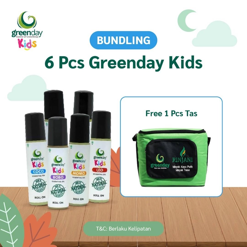 Product image Greenday Kids Essential Oil 6 pcs (Free 1 Pcs Tas Rinjani)