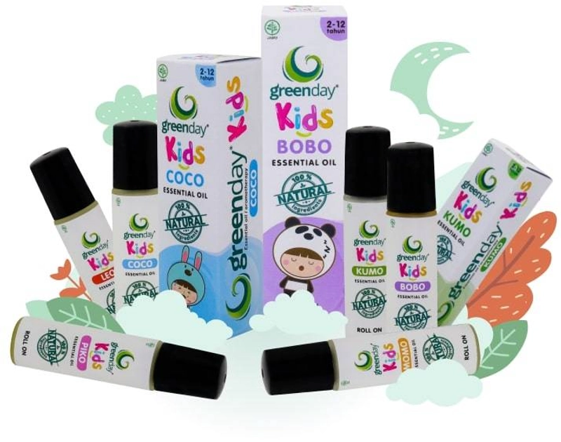 Product image Greenday Kids Essential Oil 9 pcs MIX BY REQUEST (Free Mukena Reguler) 9 pcs + Mukena Liney