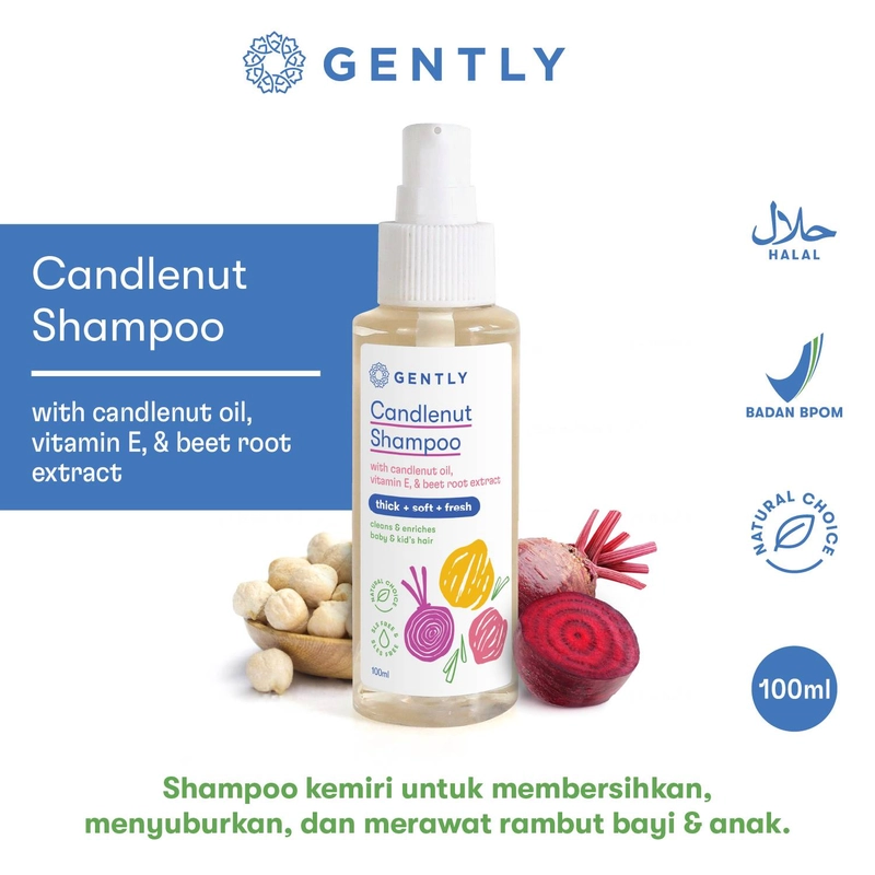 Product image GENTLY - Candlenut Shampoo Shampoo Kemiri Bayi Dan Anak 100ml Powdery