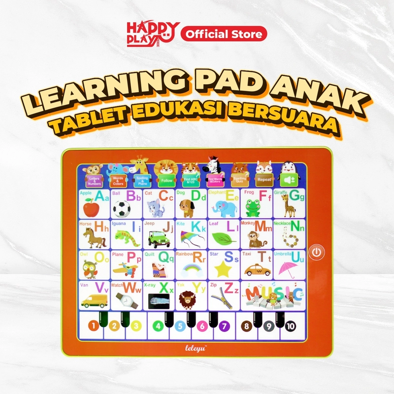 Product image HAPPY PLAY INDONESIA - Learning Pad Anak Bersuara Mainan Interaktif Edukasi 250g LWP307 Learning Pad