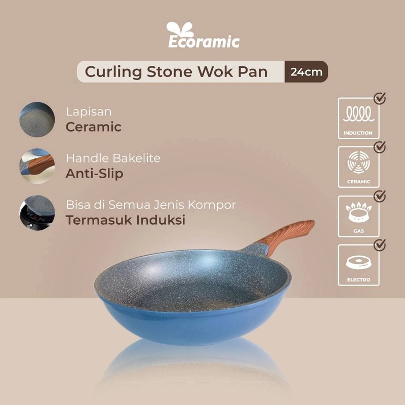 Product image ECORAMIC CURLING STONE 24CM WOK PAN all variant all variant