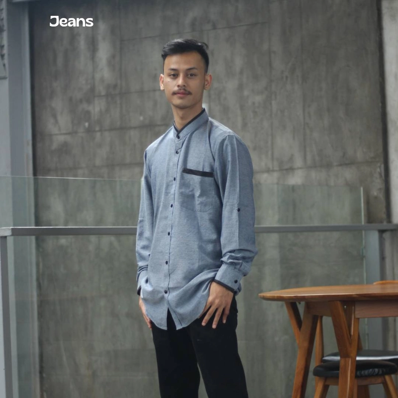 Product image Hazirah Id - Ghaisani Koko Kemeja Simpel Triji Serat Kayu Bisa Couple Koko M JEANS