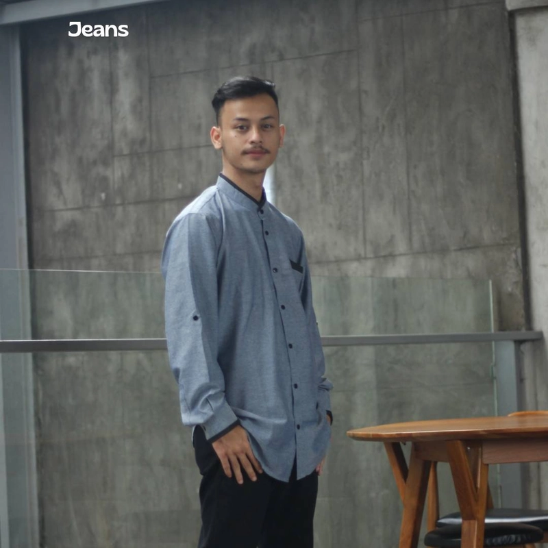 Product image Hazirah Id - Ghaisani Koko Kemeja Simpel Triji Serat Kayu Bisa Couple Koko M JEANS