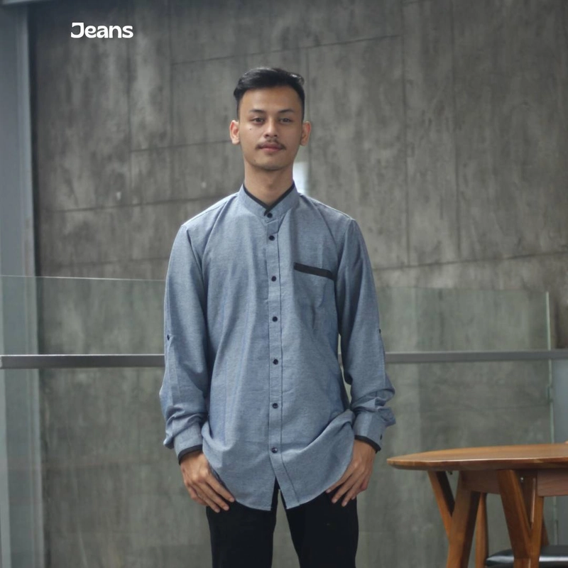 Product image Hazirah Id - Ghaisani Koko Kemeja Simpel Triji Serat Kayu Bisa Couple Koko M JEANS