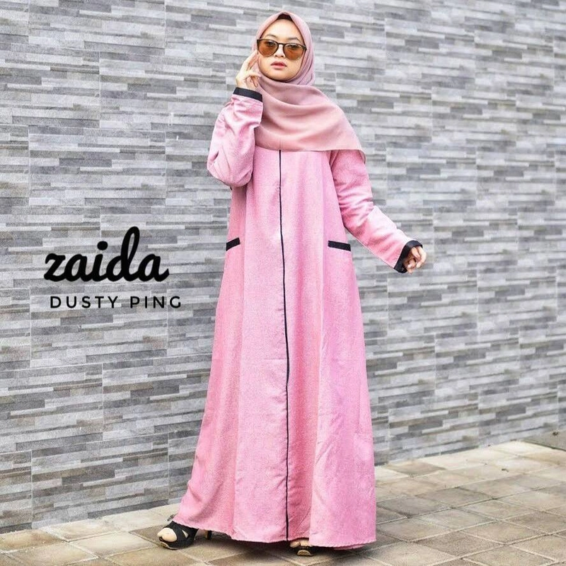 Product image /Hazirah Id - gamis zaida / gamis abaya / gamis simpel / gamis triji serat kayu / gamis cantik S Dusty Pink