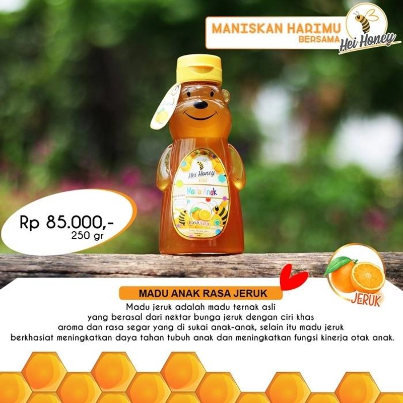 Product image Hei Honey - Madu Anak 250 gr Rasa Jeruk