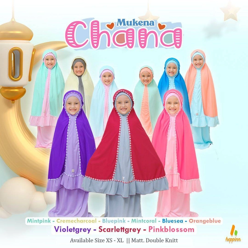Product image Heppinn - Mukena Kids Chana XS BLUE PINK