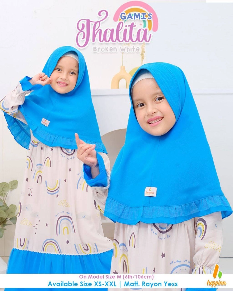 Product image Heppinn - Gamis Anak Thalita Rainbow XXL Broken White