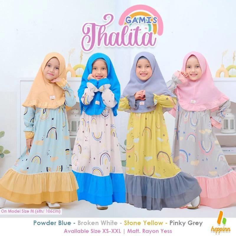 Product image Heppinn - Gamis Anak Thalita Rainbow XXL Broken White