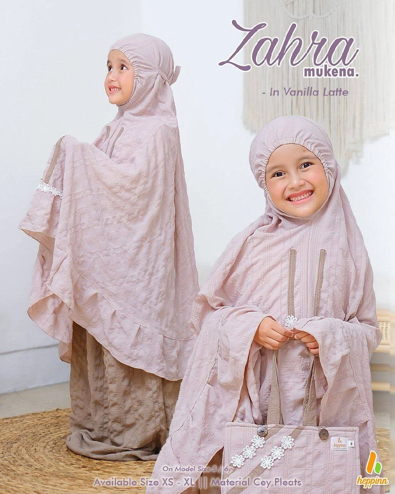 Product image Heppinn - Mukena Kids Zahra XS Vanilla Latte