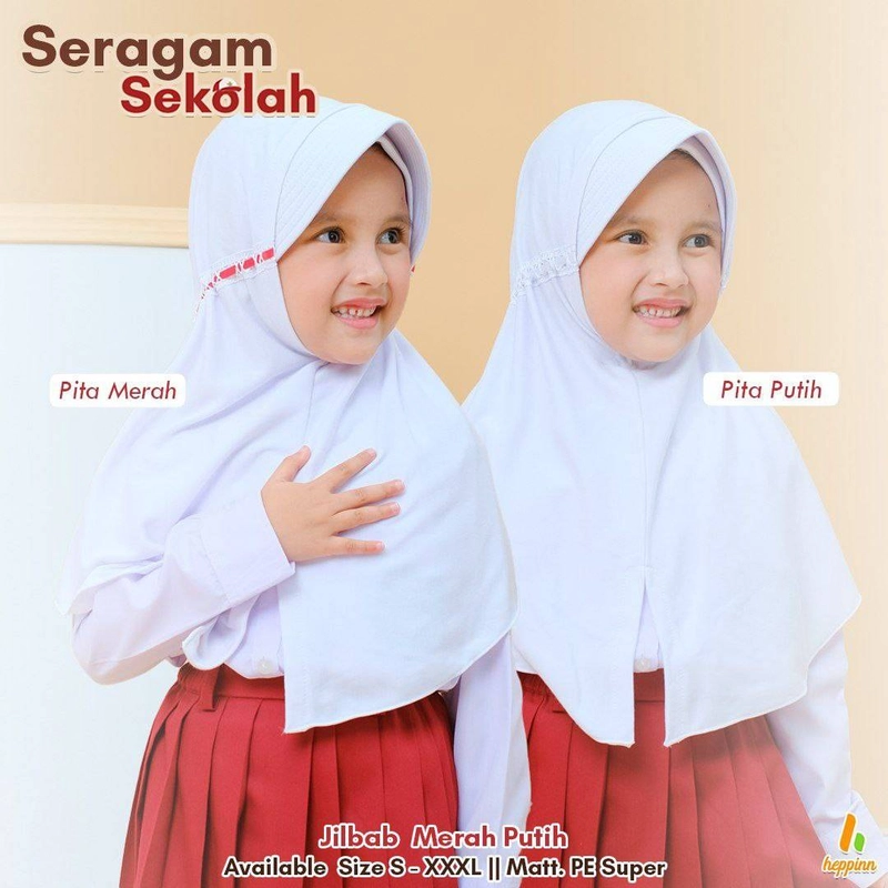 Product image Heppinn - Jilbab Seragam Sekolah S Putih Pita Merah