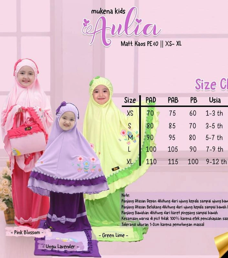 Heppinn - Aulia Mukena Anak XS Ungu