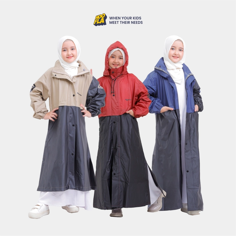 Product image Hoofla Official - Khafa Hijaber Rainkids L (KHR 05) Cream-Hitam
