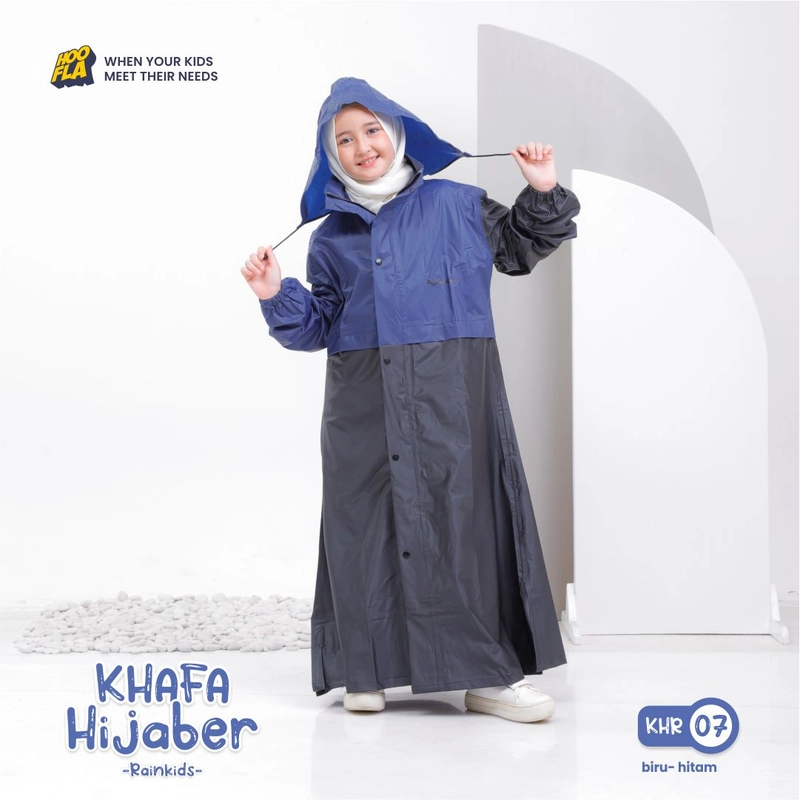Product image Hoofla Official - Khafa Hijaber Rainkids S (KHR 07) Biru-Hitam