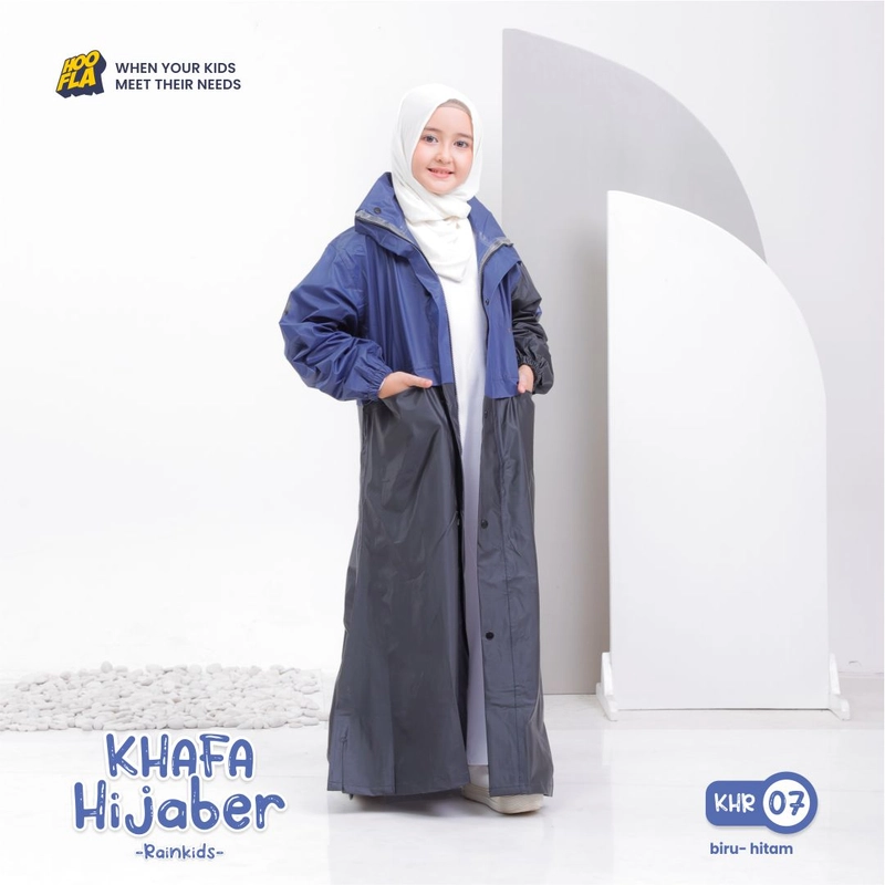 Product image Hoofla Official - Khafa Hijaber Rainkids S (KHR 07) Biru-Hitam