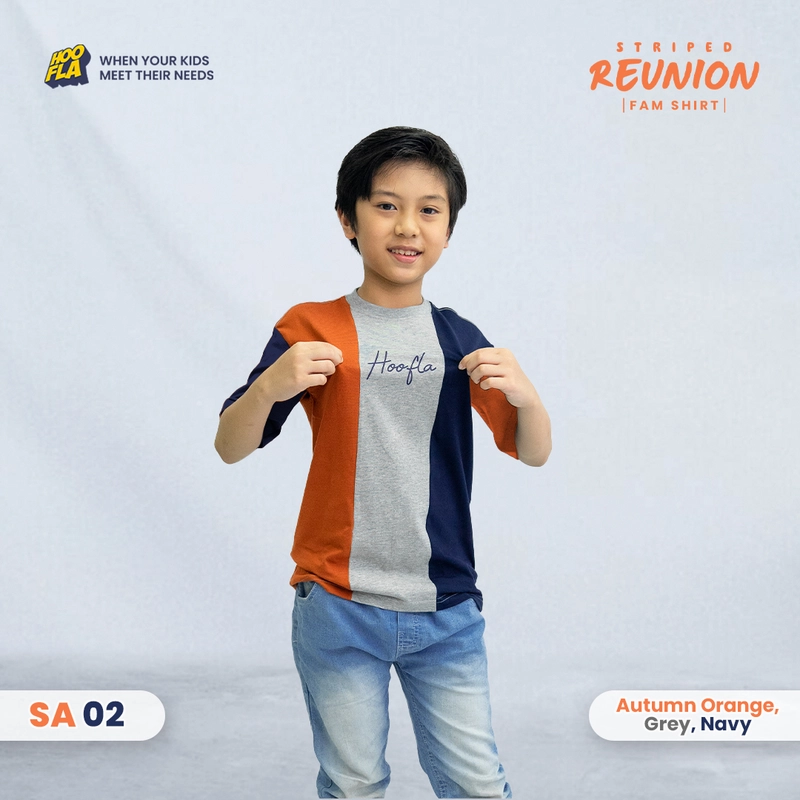 Product image Hoofla Official - Striped Reunion Fam Shirt Auntumn Orange M (SA 02) Auntumn-Grey-Navy