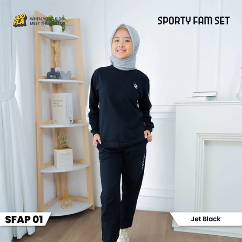 Product image Hoofla Official - Setelan Couple Keluarga Baju Olahraga Sporty Fam Set Jet Black M SFAP 01