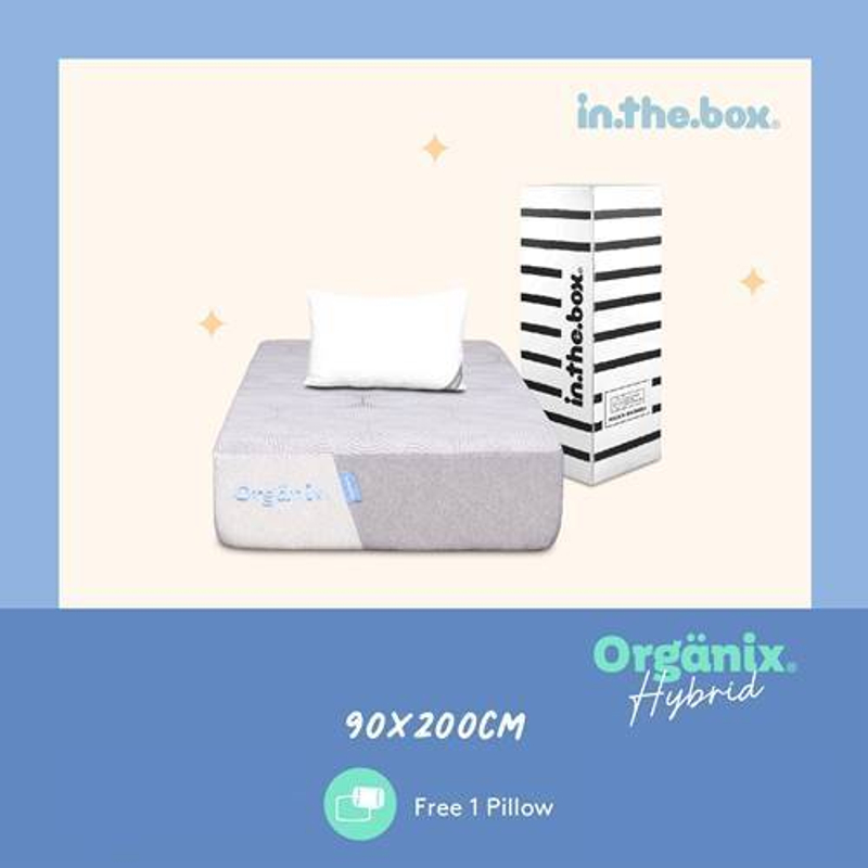 Product image Inthebox - Kasur Latex Organix Hybrid Free Bantal & Mattress Protector F388OH-2P1B-160NTR 90 x 200 cm Kasur Latex