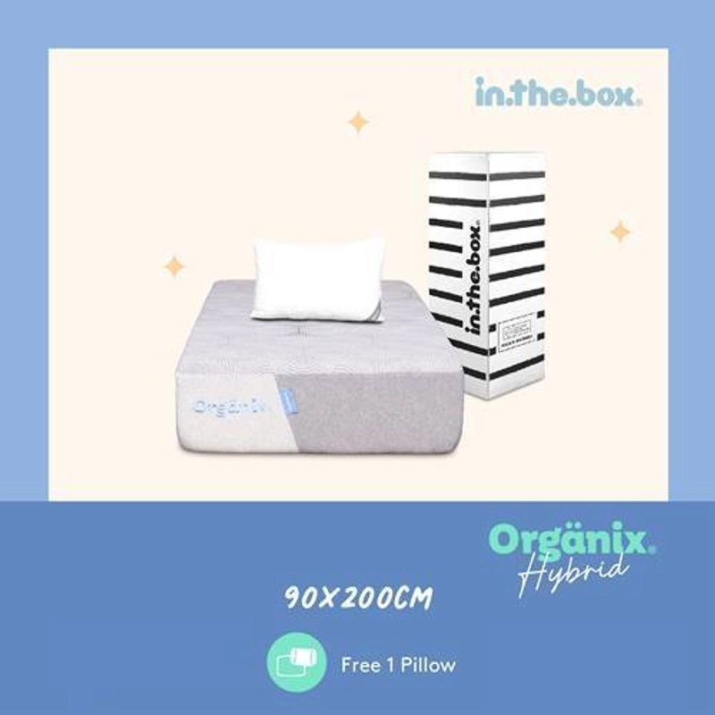 Product image Inthebox - Kasur Latex Organix Hybrid Free Bantal & Mattress Protector F388OH-2P1B-160NTR 90 x 200 cm Kasur Latex