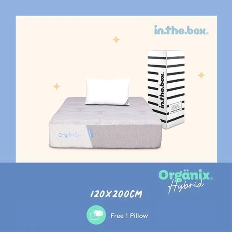 Product image Inthebox - Kasur Latex Organix Hybrid Free Bantal & Mattress Protector F388OH-2P1B-160NTR 90 x 200 cm Kasur Latex