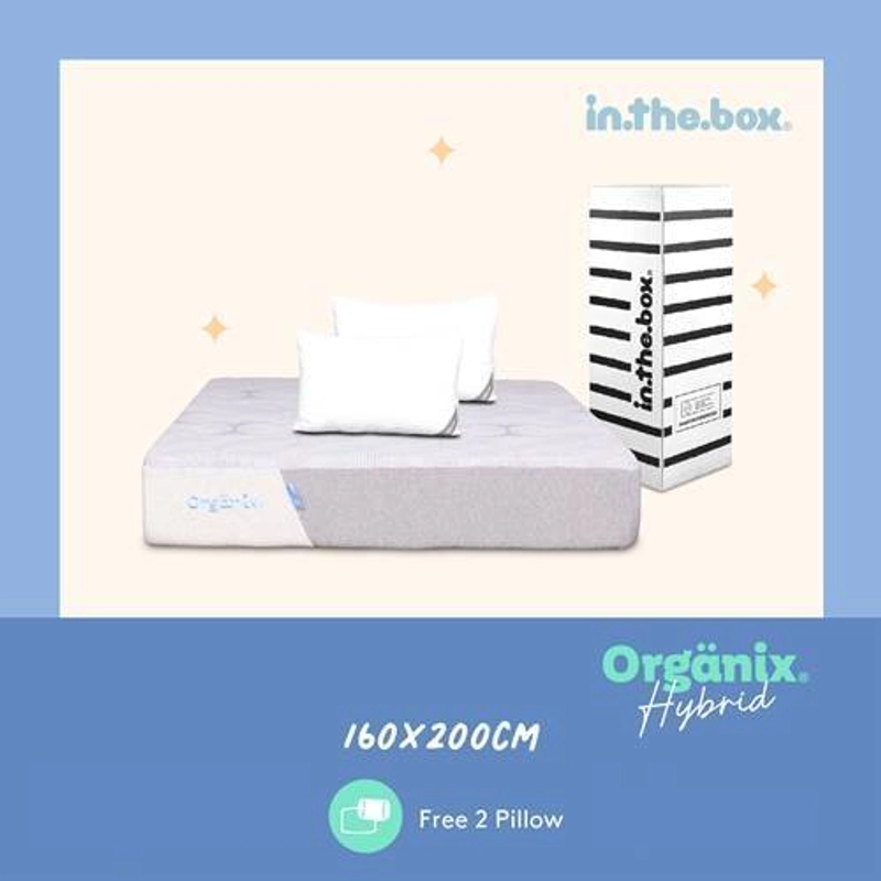 Product image Inthebox - Kasur Latex Organix Hybrid Free Bantal & Mattress Protector F388OH-2P1B-160NTR 90 x 200 cm Kasur Latex