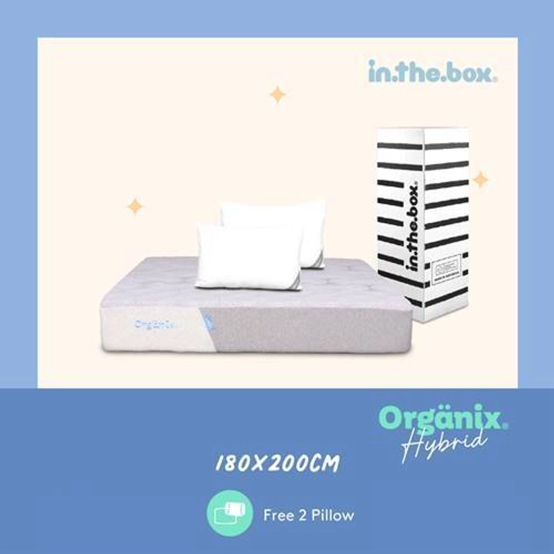 Product image Inthebox - Kasur Latex Organix Hybrid Free Bantal & Mattress Protector F388OH-2P1B-160NTR 90 x 200 cm Kasur Latex