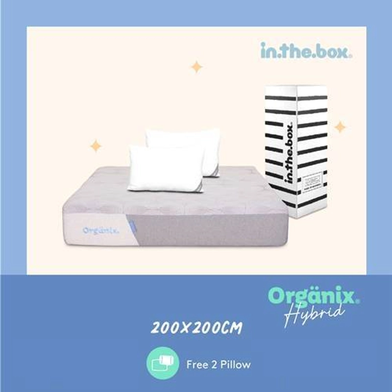 Product image Inthebox - Kasur Latex Organix Hybrid Free Bantal & Mattress Protector F388OH-2P1B-160NTR 90 x 200 cm Kasur Latex