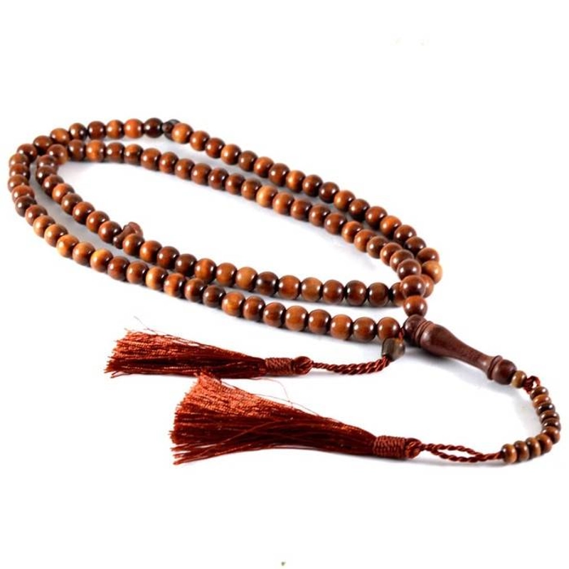 Product image Indahcraft - Tasbih Kayu Stigi Laut Asli 8mm 99 butir 20 Gram Cokelat Bulat