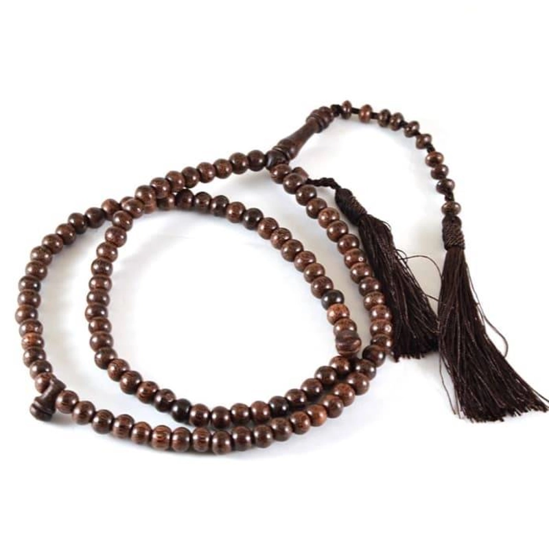 Product image Indahcraft - Tasbih Galih Kayu Asem Asli 8mm 99 Butir Cokelat Bulat