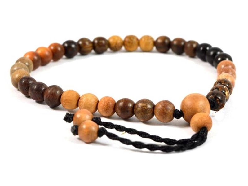 Product image Indahcraft - Gelang Tasbih Campuran 11 Kayu Asli Natural 18 Cm Multiwarna Bulat