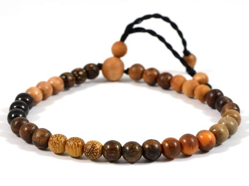 Product image Indahcraft - Gelang Tasbih Campuran 11 Kayu Asli Natural 18 Cm Multiwarna Bulat