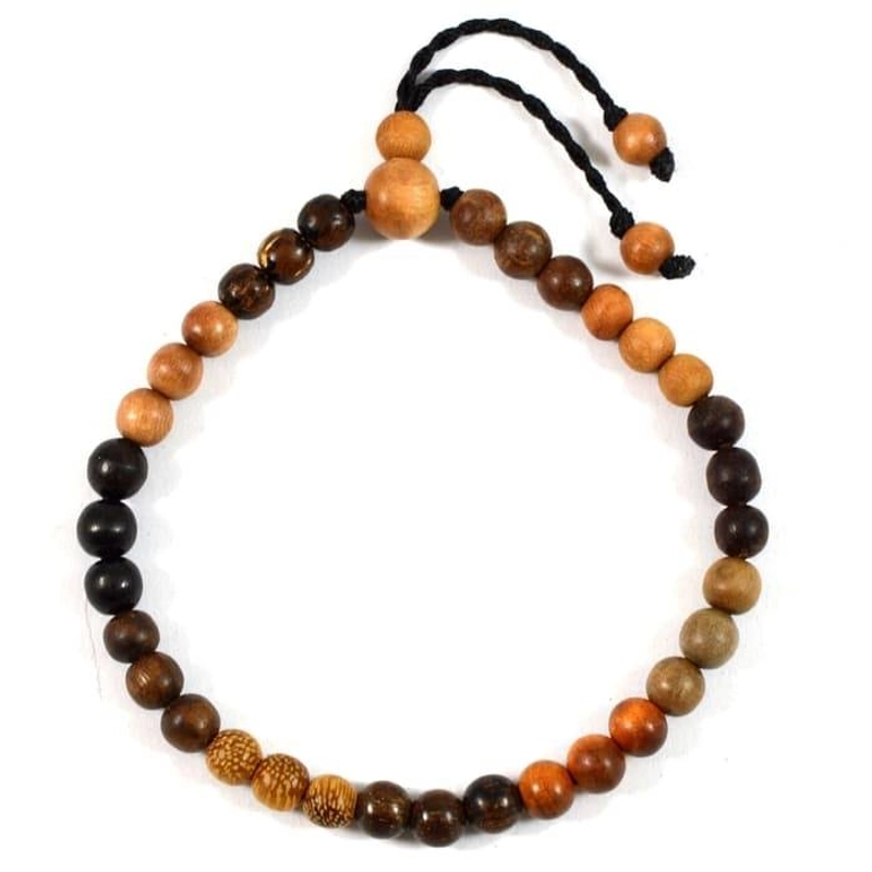 Product image Indahcraft - Gelang Tasbih Campuran 11 Kayu Asli Natural 18 Cm Multiwarna Bulat