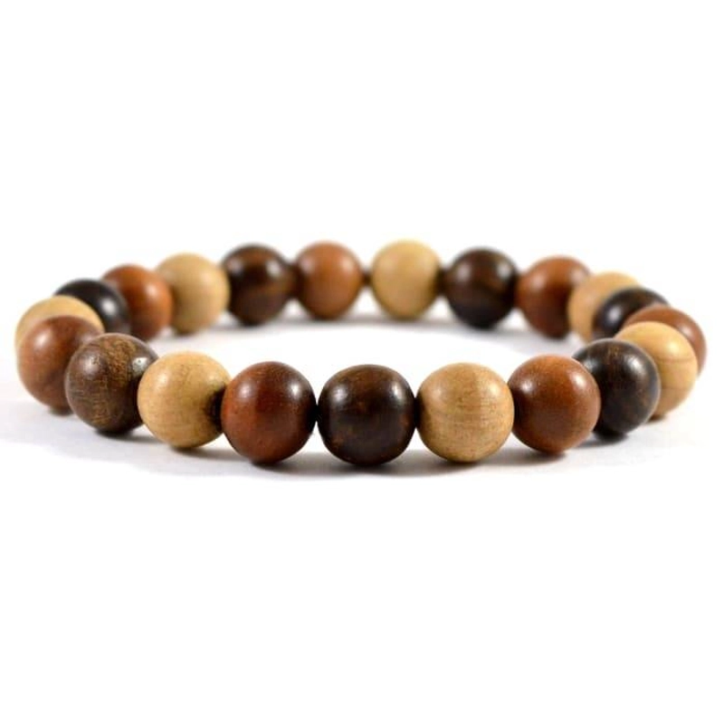 Product image Indahcraft - Gelang Pria Campuran 3 Jenis Kayu Langka Asli Natural Alami 10 Mm 18 Cm Multiwarna Bulat