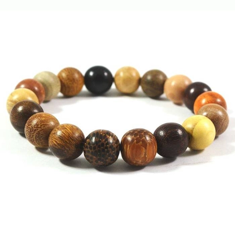 Product image Indahcraft - Gelang Mix 18 Kayu Langka Asli Natural 12 Mm 19 Cm Multiwarna Bulat