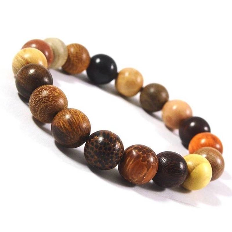 Product image Indahcraft - Gelang Mix 18 Kayu Langka Asli Natural 12 Mm 19 Cm Multiwarna Bulat